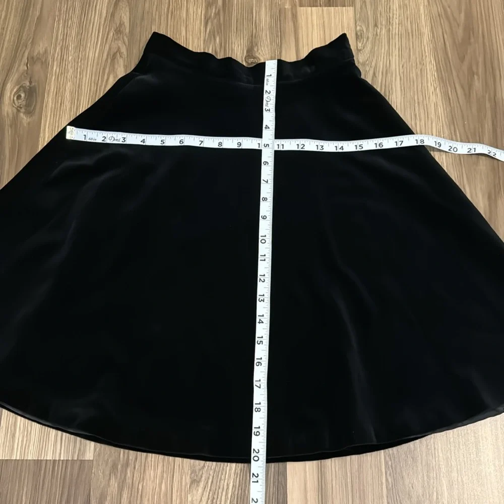 Laura Ashley Velvet Black Vintage Soft Luxe Lined Button Zip Up Midi Skirt 4 - Picture 10 of 11